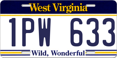 WV license plate 1PW633