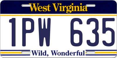 WV license plate 1PW635