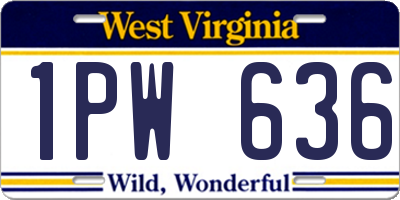 WV license plate 1PW636