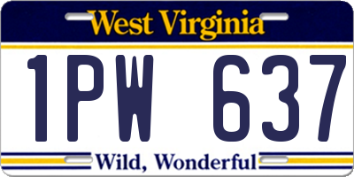 WV license plate 1PW637