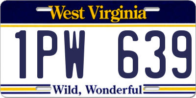 WV license plate 1PW639