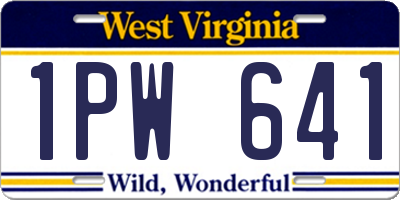 WV license plate 1PW641