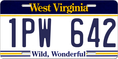 WV license plate 1PW642