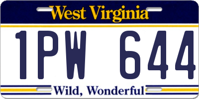 WV license plate 1PW644