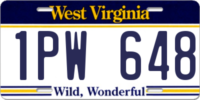 WV license plate 1PW648