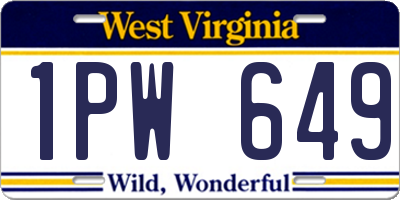 WV license plate 1PW649