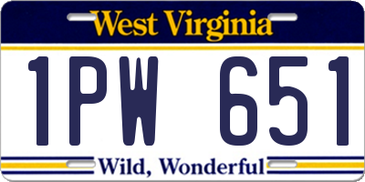 WV license plate 1PW651