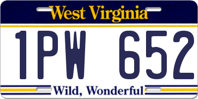 WV license plate 1PW652