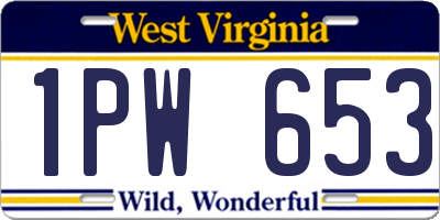 WV license plate 1PW653