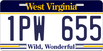 WV license plate 1PW655
