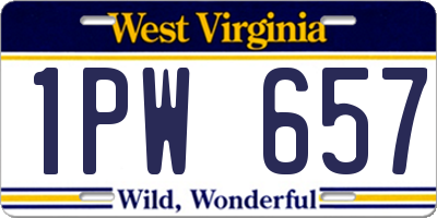 WV license plate 1PW657