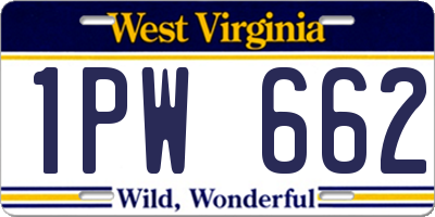 WV license plate 1PW662