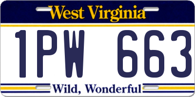 WV license plate 1PW663