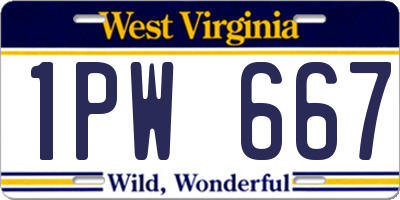 WV license plate 1PW667