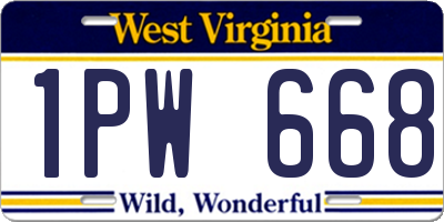 WV license plate 1PW668