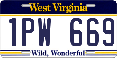 WV license plate 1PW669