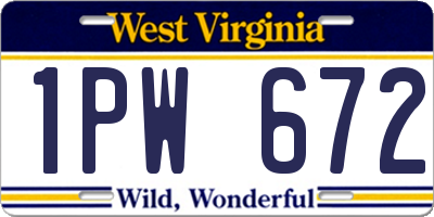 WV license plate 1PW672
