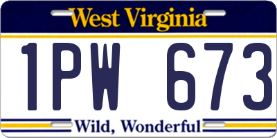WV license plate 1PW673