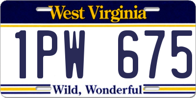 WV license plate 1PW675
