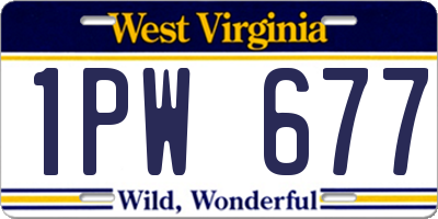 WV license plate 1PW677