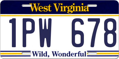 WV license plate 1PW678