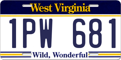 WV license plate 1PW681
