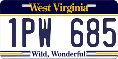 WV license plate 1PW685