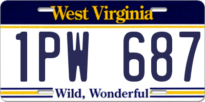 WV license plate 1PW687