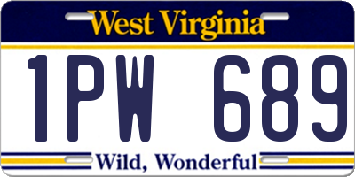 WV license plate 1PW689