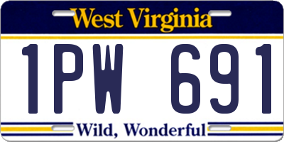 WV license plate 1PW691