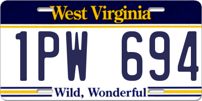 WV license plate 1PW694