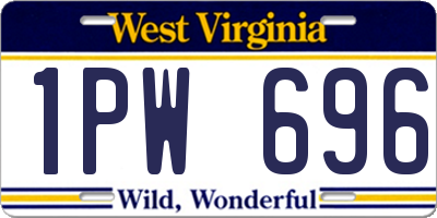 WV license plate 1PW696