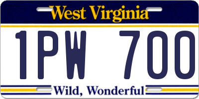 WV license plate 1PW700