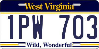 WV license plate 1PW703