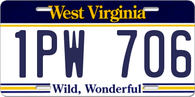 WV license plate 1PW706