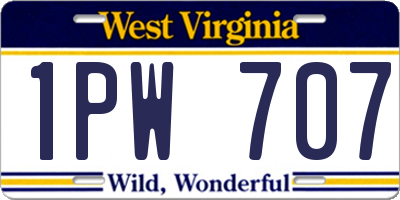 WV license plate 1PW707