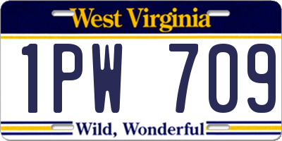 WV license plate 1PW709