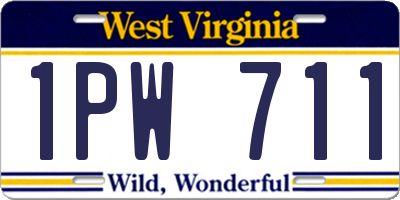WV license plate 1PW711