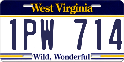 WV license plate 1PW714