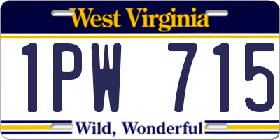 WV license plate 1PW715