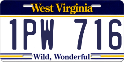 WV license plate 1PW716