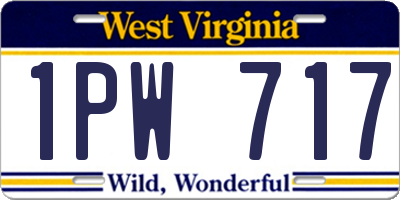 WV license plate 1PW717