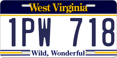 WV license plate 1PW718