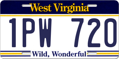 WV license plate 1PW720