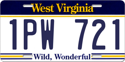 WV license plate 1PW721