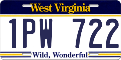 WV license plate 1PW722