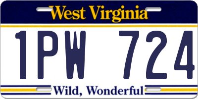 WV license plate 1PW724