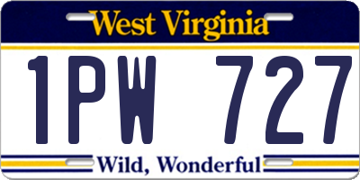 WV license plate 1PW727
