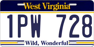 WV license plate 1PW728