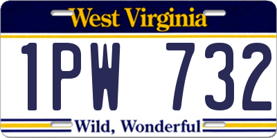 WV license plate 1PW732